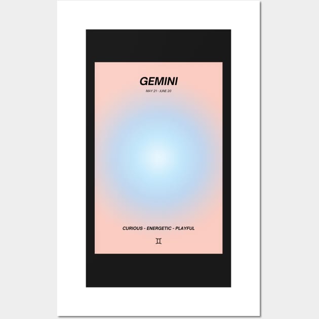 Gemini Zodiac Sign Aura Gradient Wall Art by mystikwhale